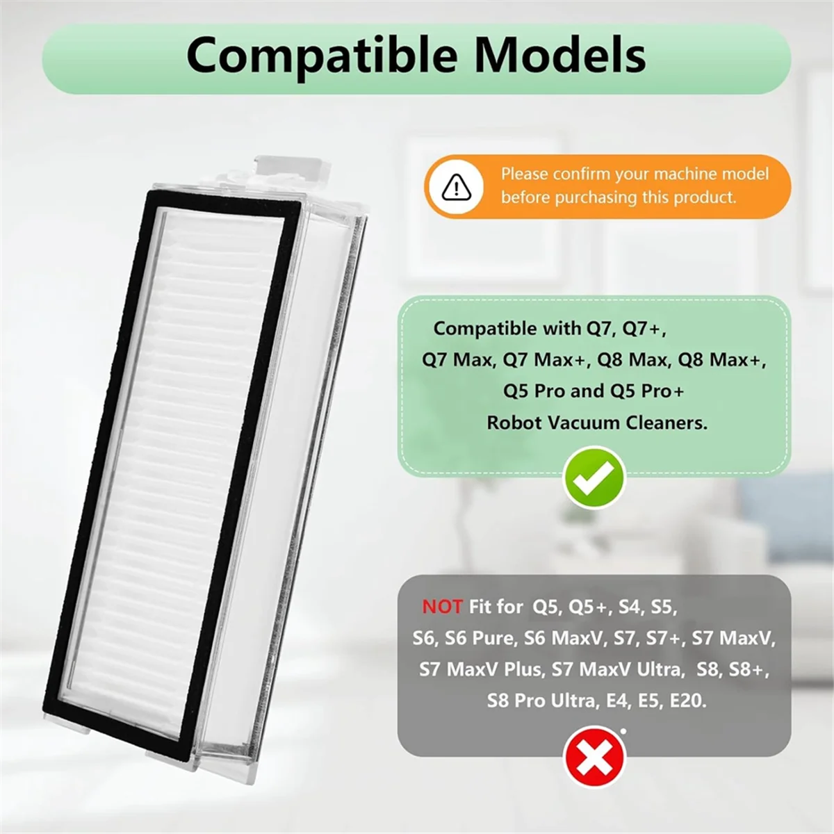 A98U 4 Pack Washable Filter for Roborock Q7, Q7+, Q7 Max, Q7 Max+, Q5 Pro, Q5 Pro+, Q8 Max, Q8 Max+ Robot Vacuum HEPA Filter