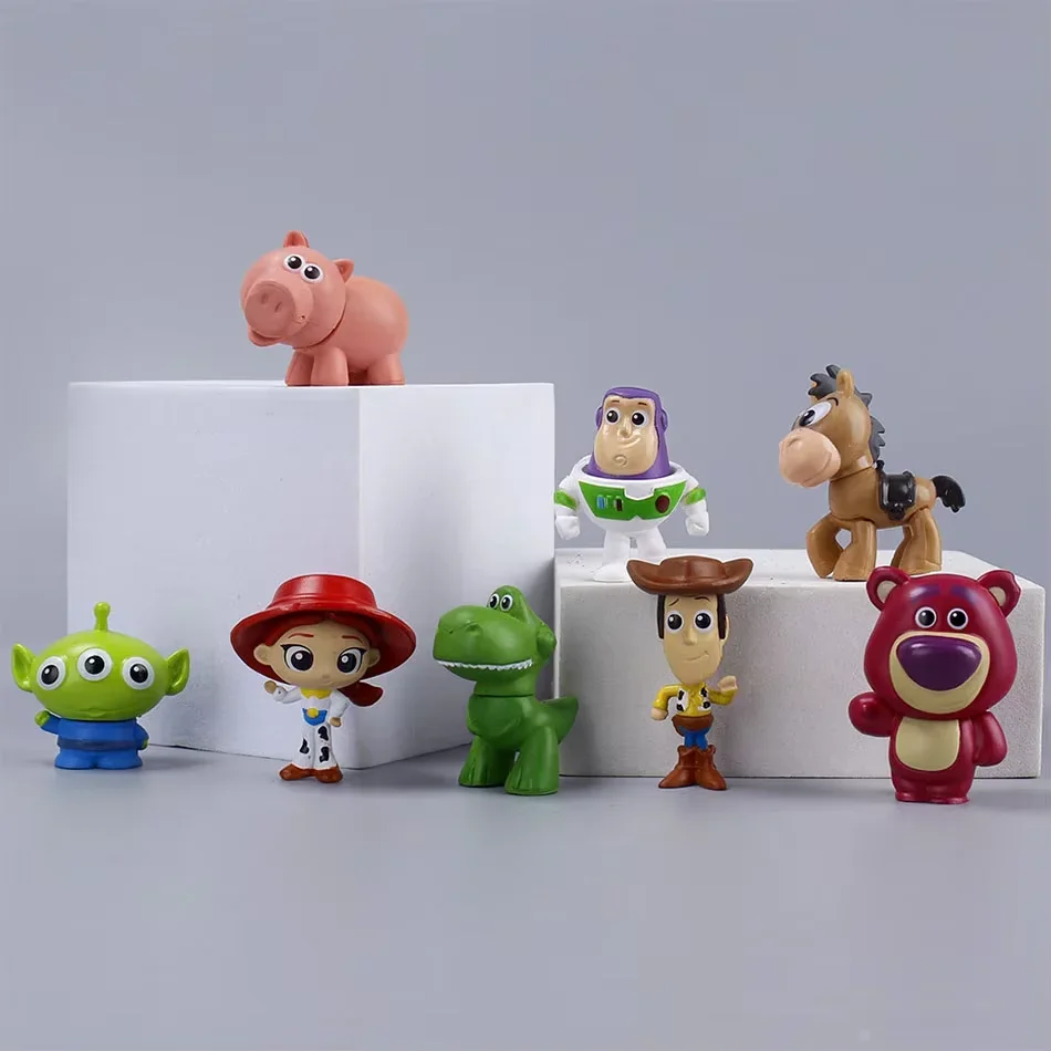 8Pcs Toy Story 4 Characters Woody Buzz Lightyear Q version Action Doll Children Toy Mini Figurine Birthday Anime Decoration Gift