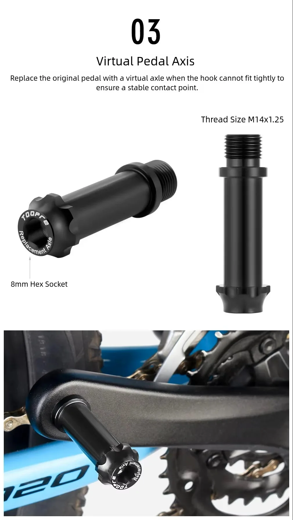 TOOPRE Fahrrad-Kurbelabdeckungs-Schraubenentferner-Set Reparaturwerkzeug für Mountainbikes 8mm 10mm Kurbelschrauben-Entfernungswerkzeuge mit statischer Kraft – Detail 5