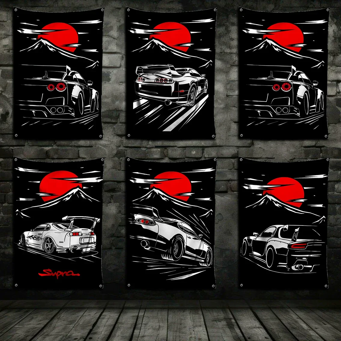 3x5 Ft Japan JDM Sports Modified Car Flag Polyester Digital Printing Banner for Garage Wall Out Door Decoration With Grommets