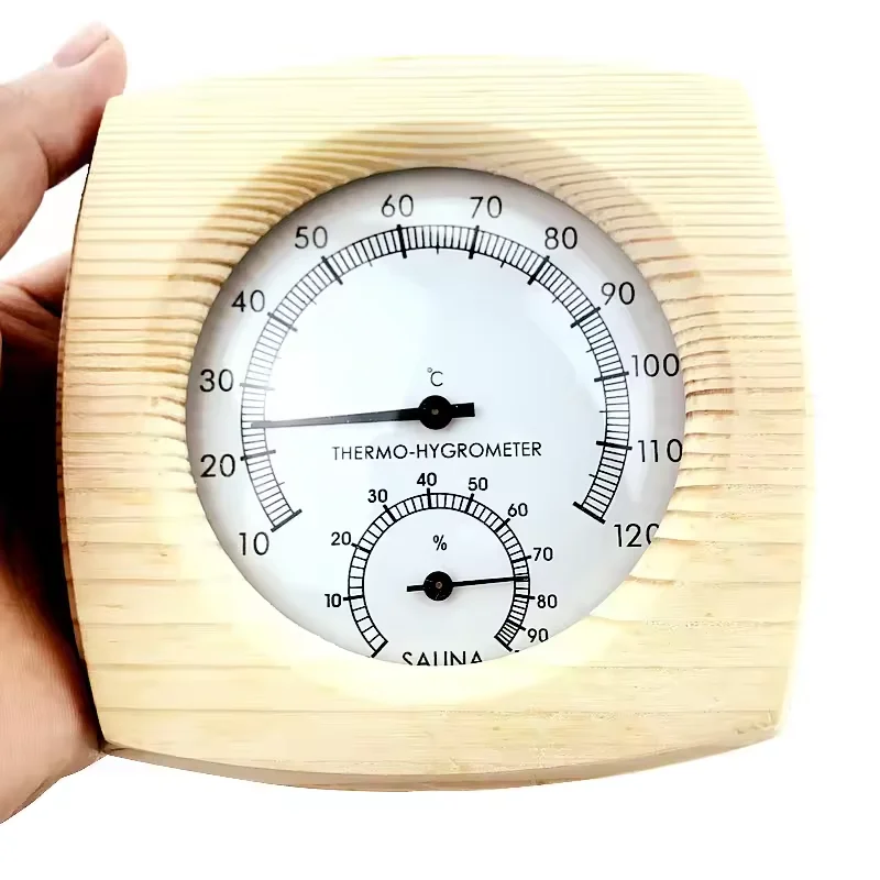 Termometer Higrotermograf Kayu Sauna Tunggal, Aksesori Ruang Sauna