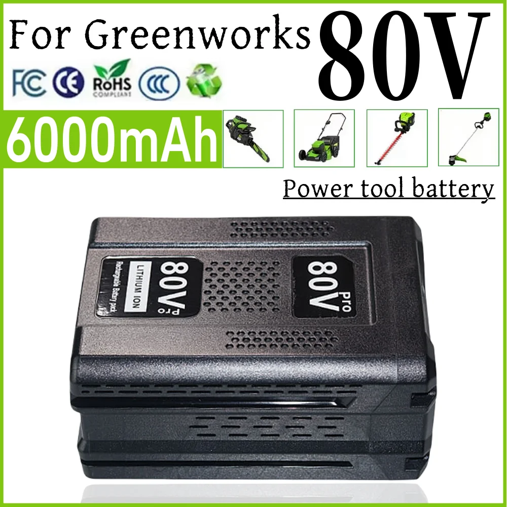 

For Greenworks 80V Replacement Rechargeable Battery 6000mAh Lithium Ion Battery for GBA80200 GBA80250 GBA80400 GBA80500