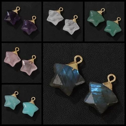 15mm Faceted Star Shape Stone Pendant Labradorite Amethyst Clear Quartzs Charms For Jewelry Making Necklace DIY Accessories 2PCS