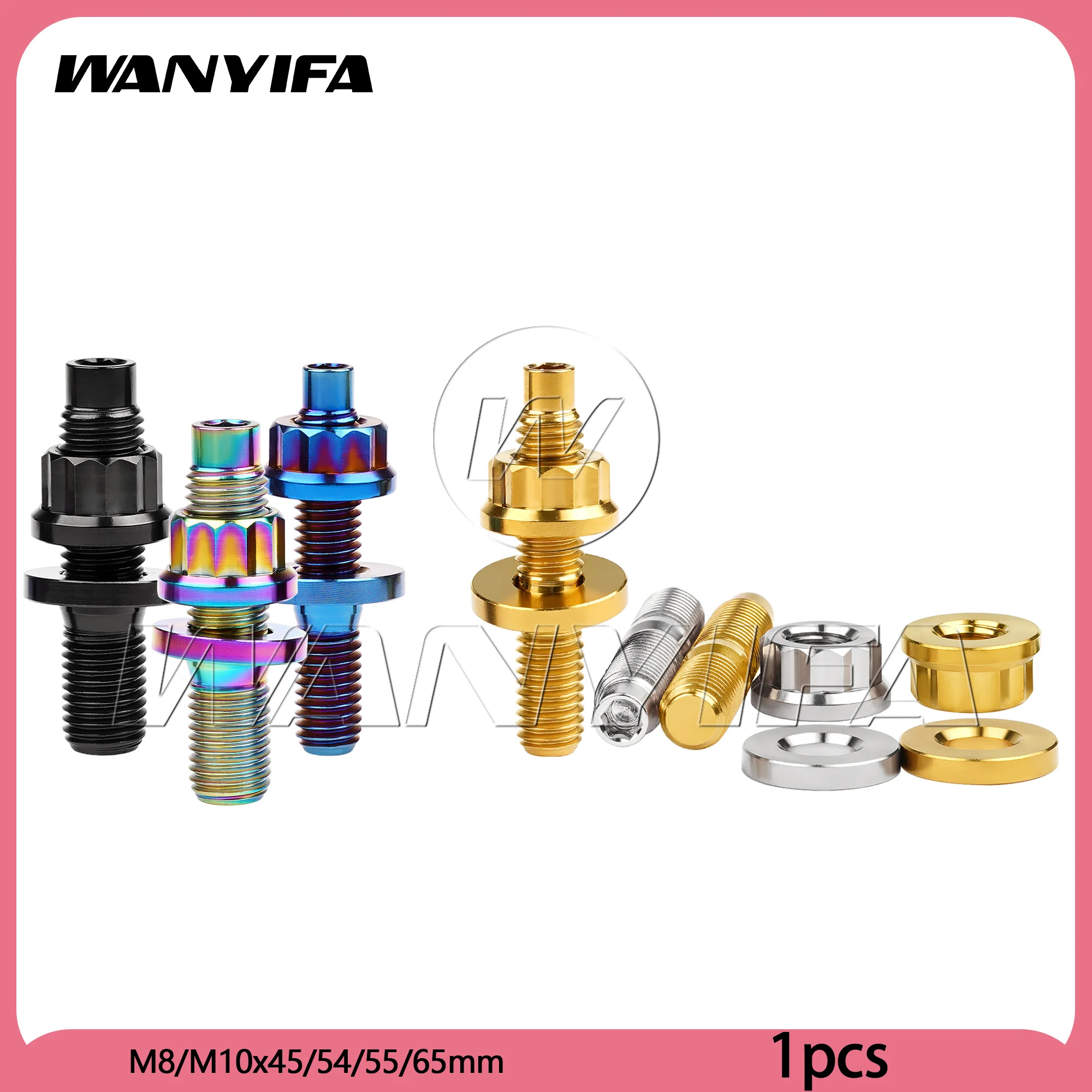 Wanyifa  Titanium Bolt  M8/10x45/54/55/65mm Automotive Exhaust Manifold Bolt Kit Pitch 1.25 Screws Nuts Washer Sets