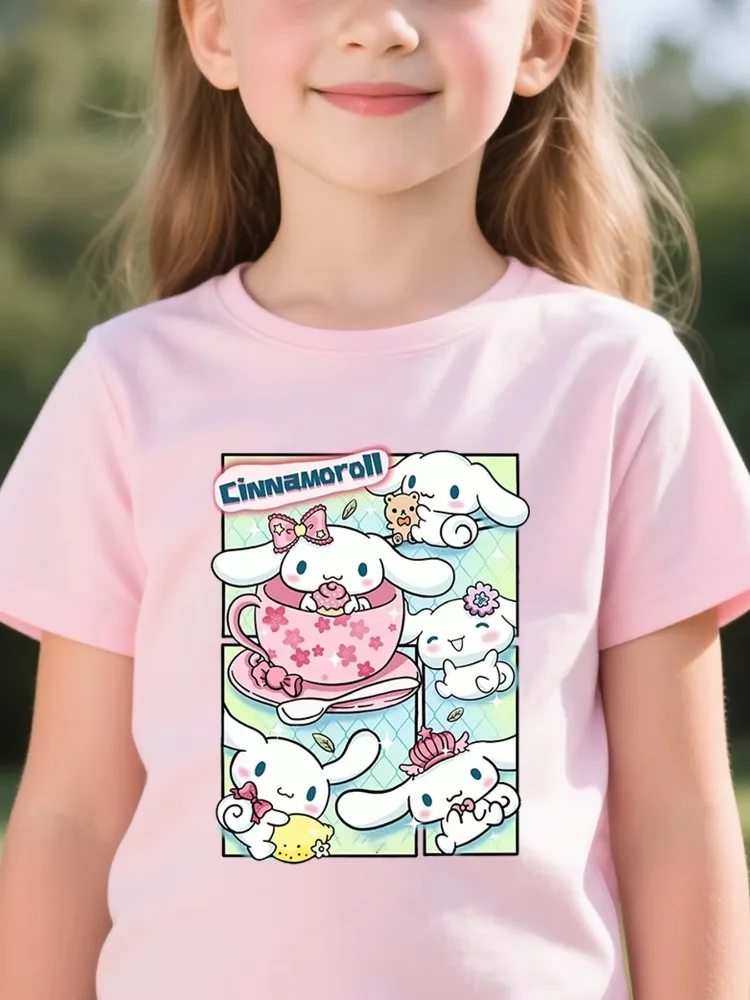 

Cinnamoroll T-shirt for Summer Outdoors T-Shirt Girls Clothes Creative Pattern Print Boys Trendy Crew Neck Short Sleeves