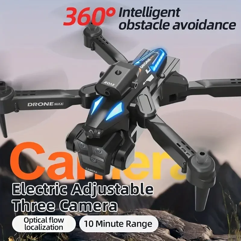 Drone Professionnel C10 4K avec Trois Caméras, Grand Angle, Localisation de Flux Optique, Quatre Voies, Évitement d'Obstacles, Quadcopter, Jouets pour Enfants, Nouveau