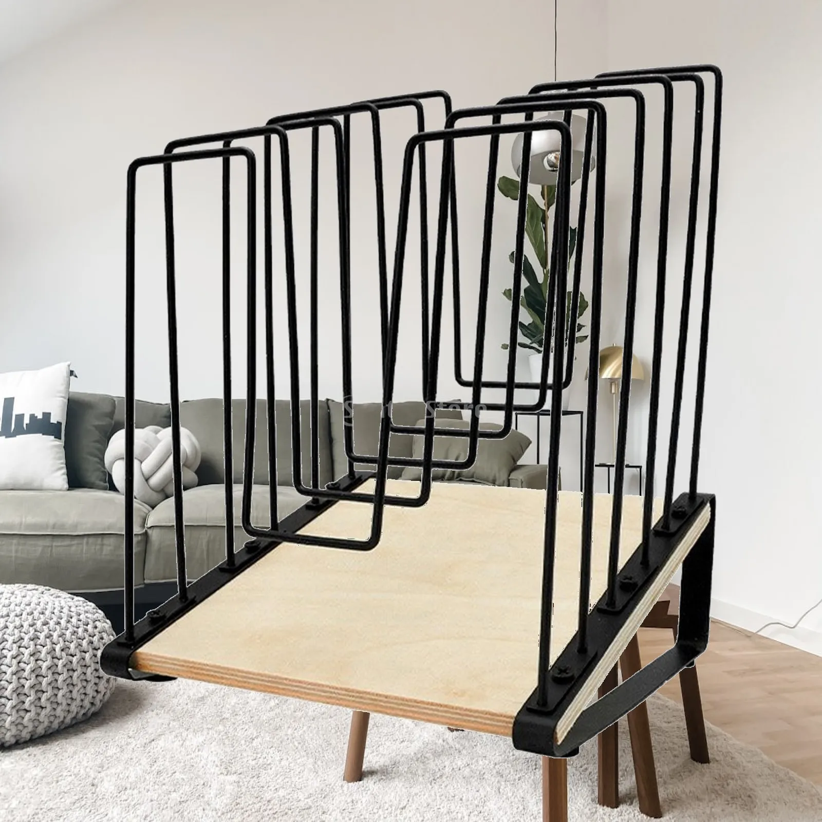 Compact Leaning Bookshelf Organizer for Desk with Clear Slots for Files Binders and Pamphlets in Study Room