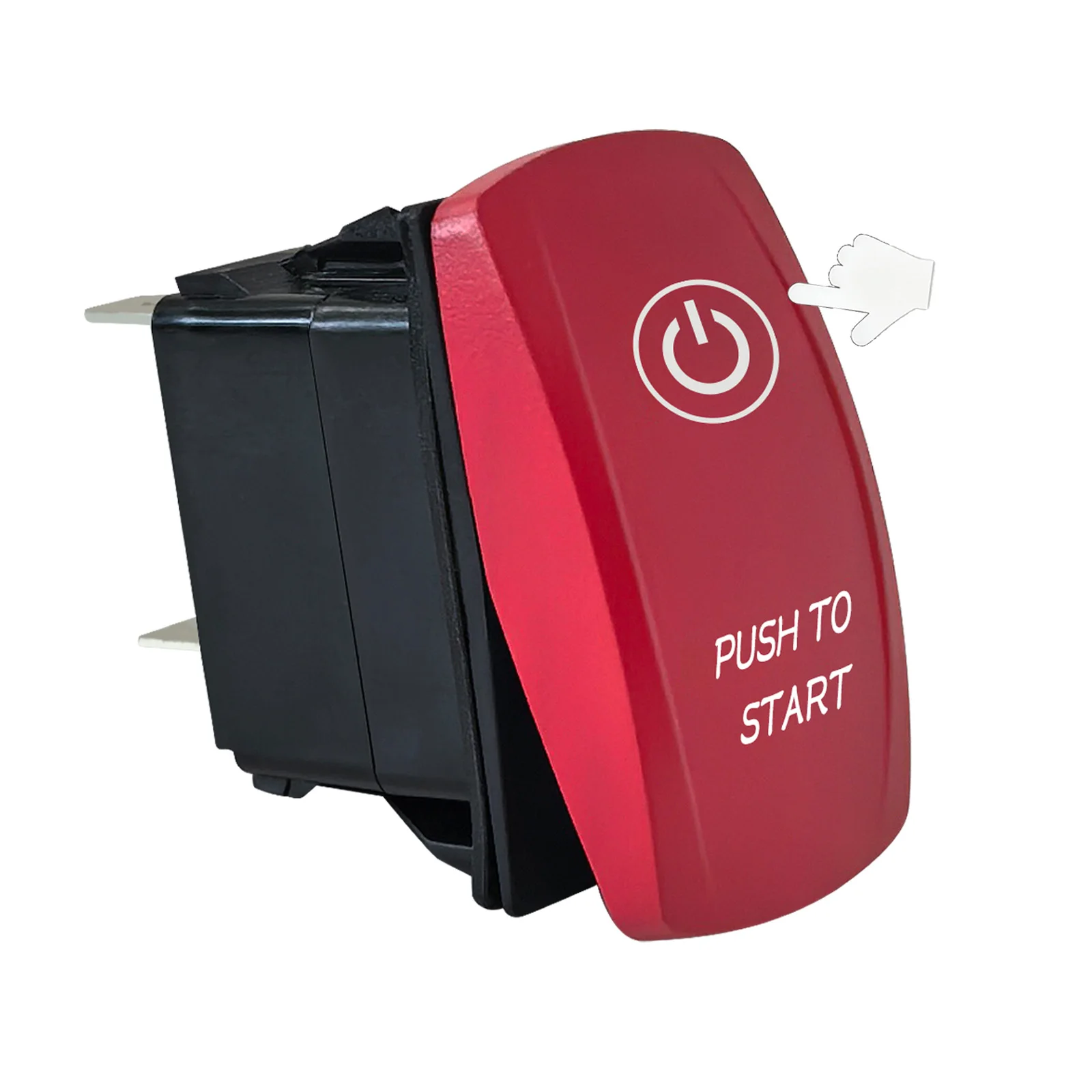 Universal Waterproof PUSH TO START Rocker Switch LED On-Off Momentary/Latching 12V/24V for Car ATV Boat Marine Dash Replacement