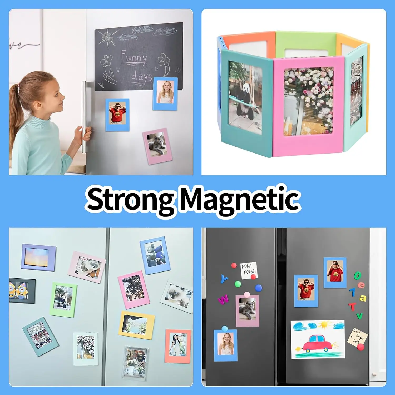 Magnetic Picture Frames Set for Refrigerator Display