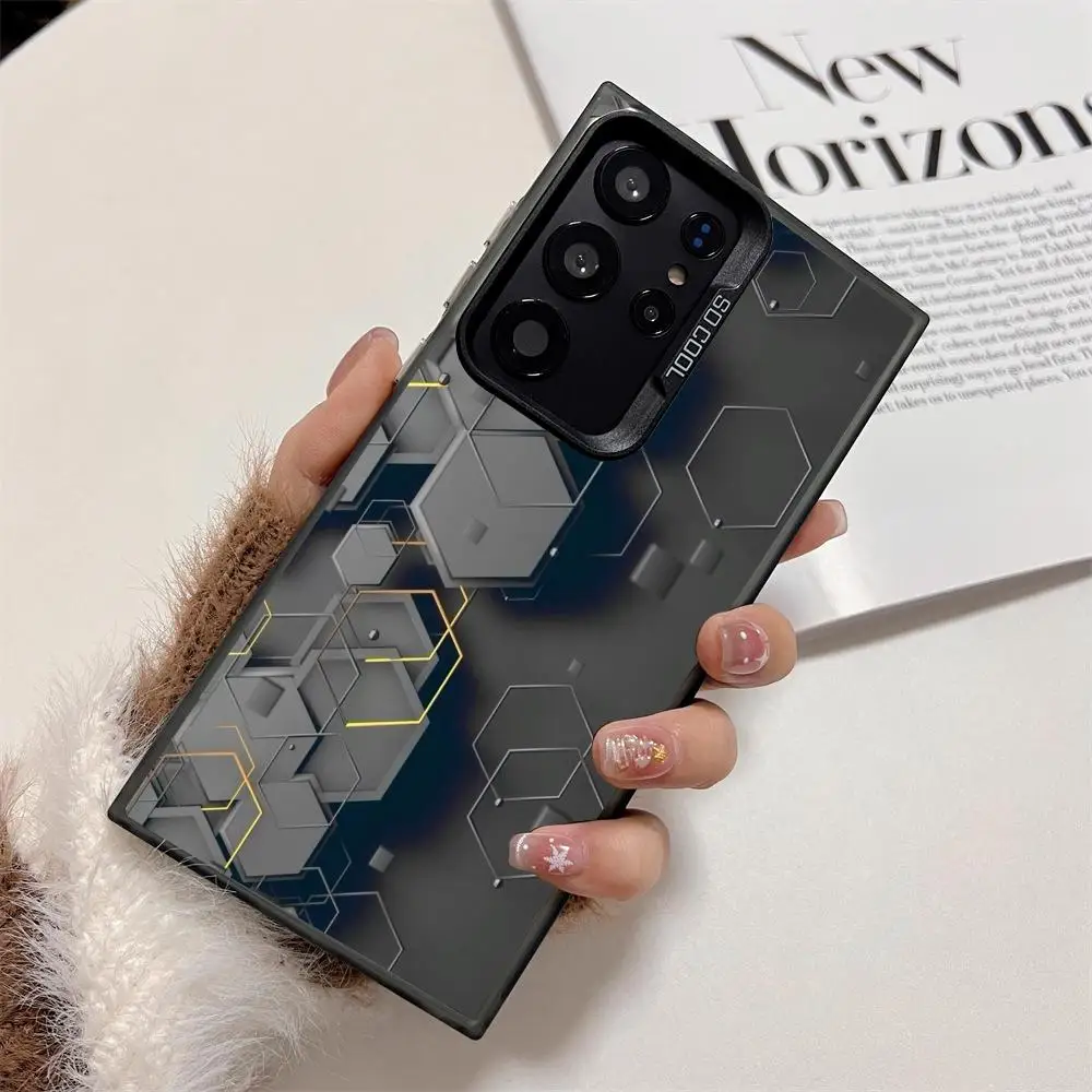 

Hexagonal pattern case for Galaxy S25 S24 S23 S22 S21 S20 Ultra/ FE/Plus shock-proof rear cover anti-fingerprint