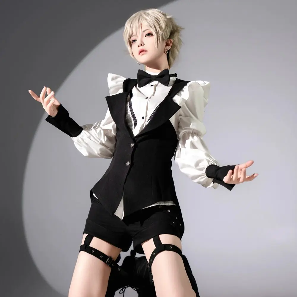 

MAGOGO Lolita three-piece Gothic Lolita Dovetail Vest Shirt Shorts Prince Waiter Suit