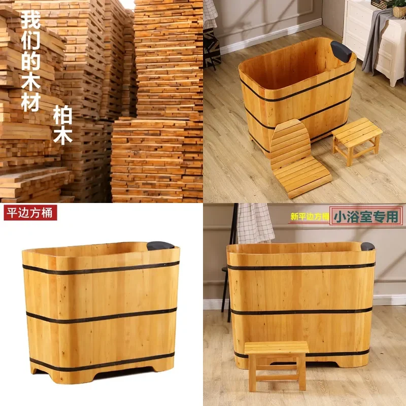 Cedar Wood Steam Sauna Bucket for Adults Compact Full Body Sweat Bath Tub Home Spa Wellness Couple Use Small Space