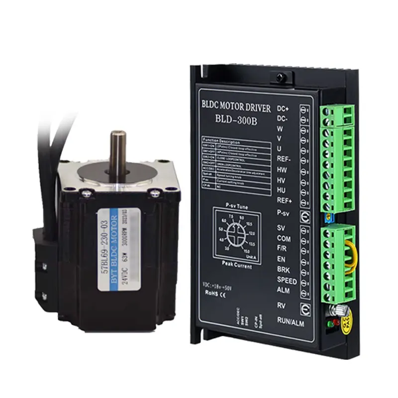 High Efficient 24V 63W DC 3-Phase Brushless Motor 3000rpm With BLD-300B Speed Controller