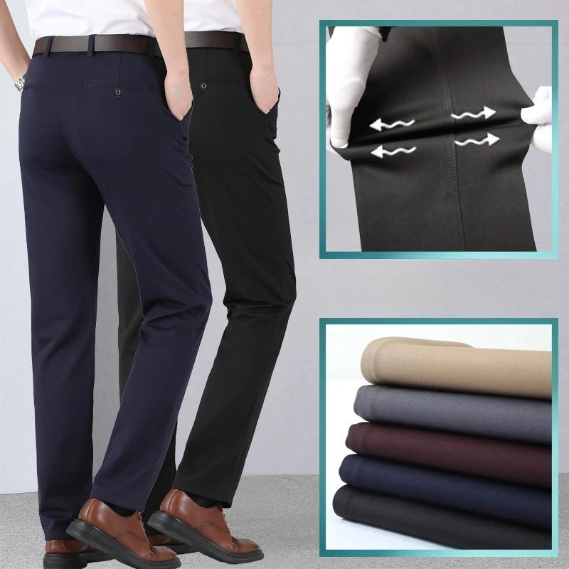

Big SIZE 29-42 Business Men's Trousers Autumn Casual Suit Pants Classic Solid Elastic Comfortable Loose Straight Brand Menswear