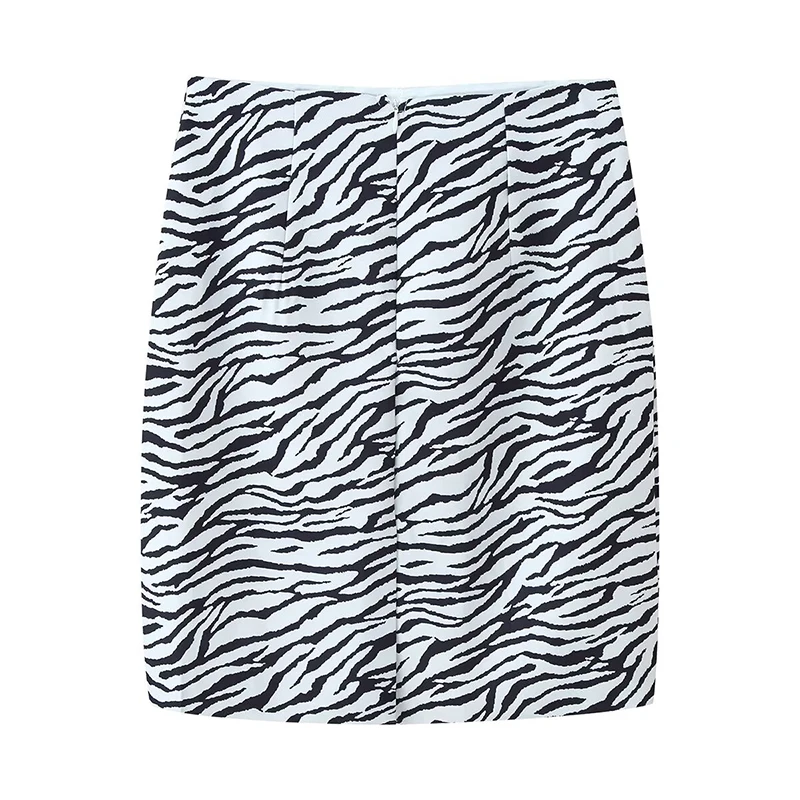 YENKYE Vintage High Waist Zebra Print Knee Length Skirt Women Fashion Sexy Pencil Skirts faldas mujer