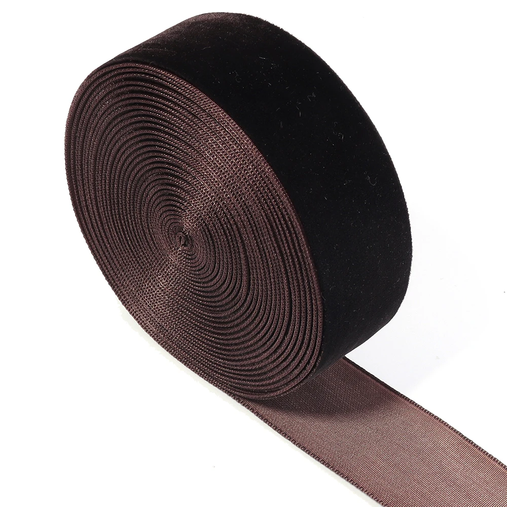 5-10yards 6-38mm Deep Brown Velvet Ribbons Single Face Flocking Webbing For DIY Christmas Crafts Packing Wrapping Decoration