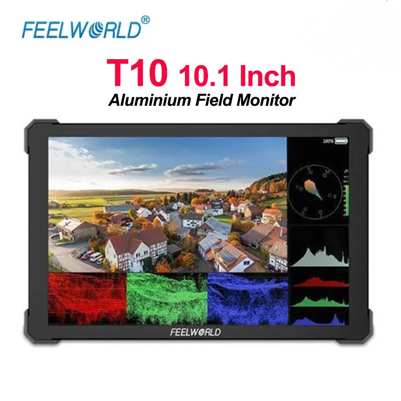 

FEELWORLD T10 4K 10.1 Inch Camera Monitor HDMI-Compatibled Aluminium DSLR Camera HDR 3D LUT Touch Screen Field Monitor