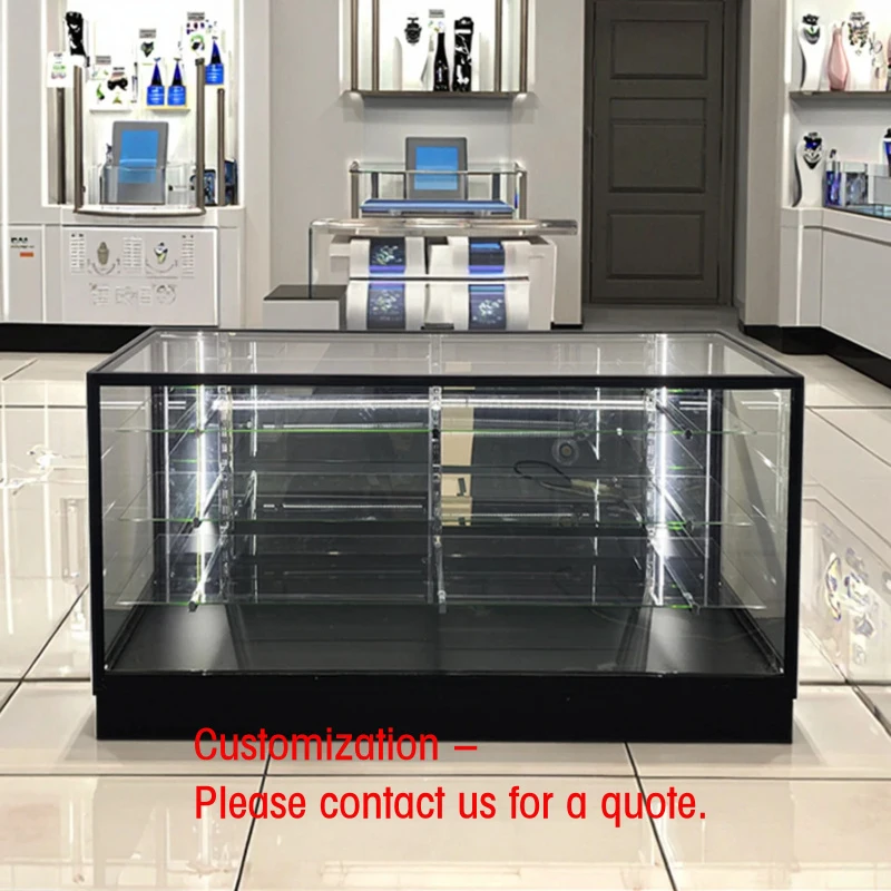 custom.HiKUYA Custom 6ft Lighted Rolling Showcase with Tempered Glass Mirror & LED Lighting Showcase with Sliding D