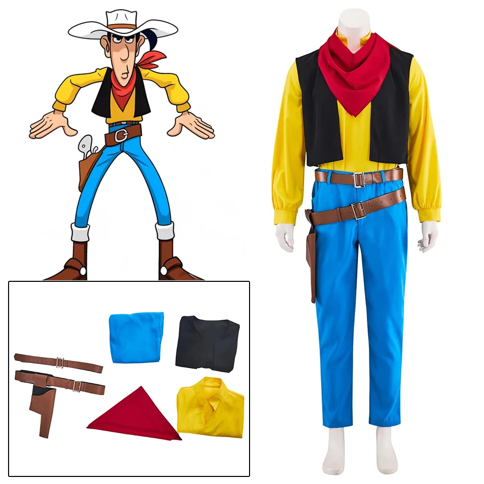 

Костюмы для косплея Lucky Luke, аниме, ковбойская форма, карнавальный наряд на Хэллоуин для мужчин