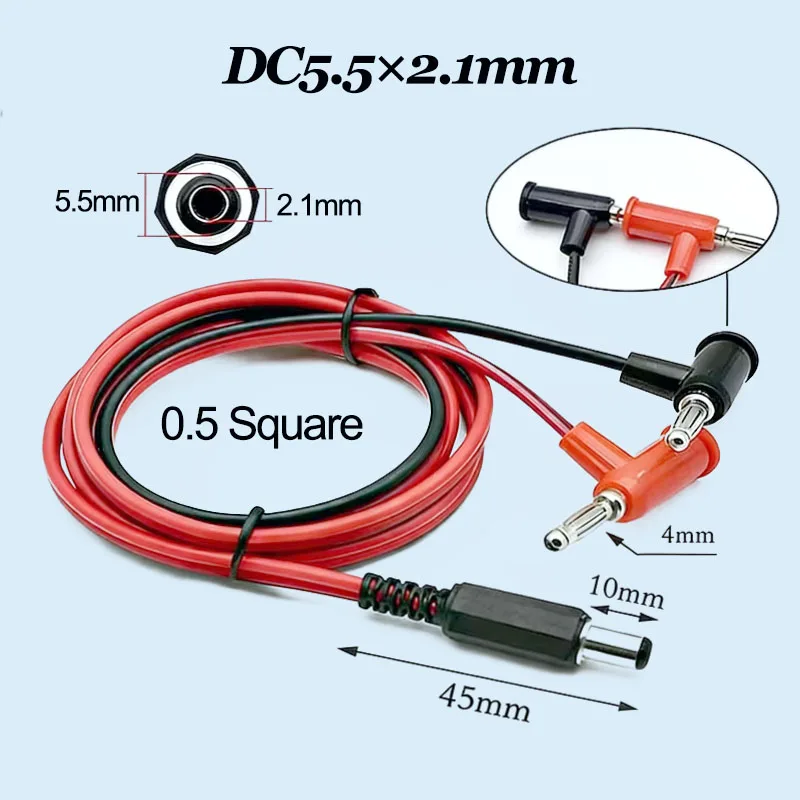 DC5.5x2.1/2.5mm Male To 4mm Banana Plug Power Adapter Cable For Gun-Type Lantern Head Connector Line 0.5mm² Wire 1M