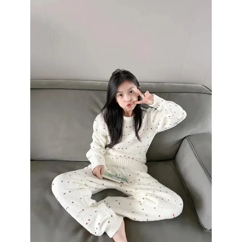 

Comfort Set New Style Can Be Worn Outside Home Dress Loose Nice and Warm Cute Coral Fleece Pajamas Female Autumn and Winter