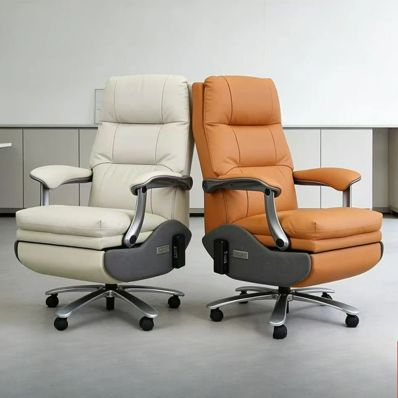 Electric Reclining Boss Chair Leather Back  Smart Office Comfortable Home Computer Manager  Light Luxury