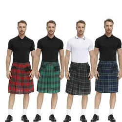 Cinturón a cuadros tradicional de Escocia Kilt para hombre, cadena Bilateral plisada, gótico, Punk, Hip-hop, pantalones de tartán escoceses de vanguardia, faldas