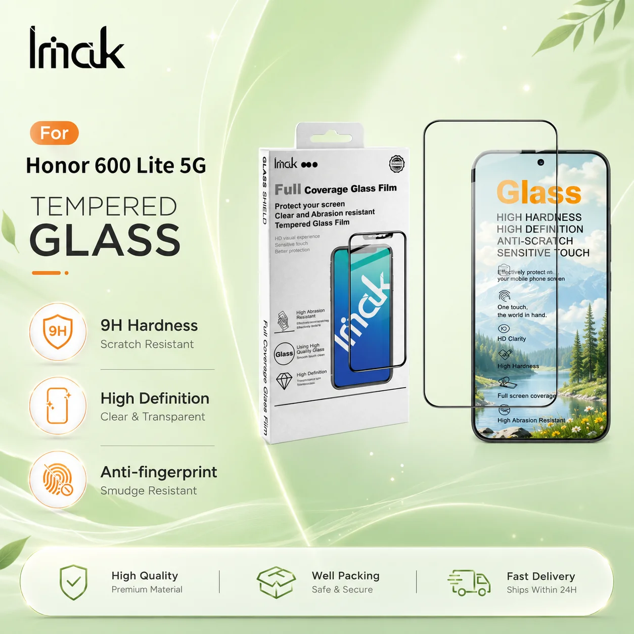 Tempered Glass For Honor 600 Lite 600E Global X80i 5G Protector Film Anti Fingerprint FM0003