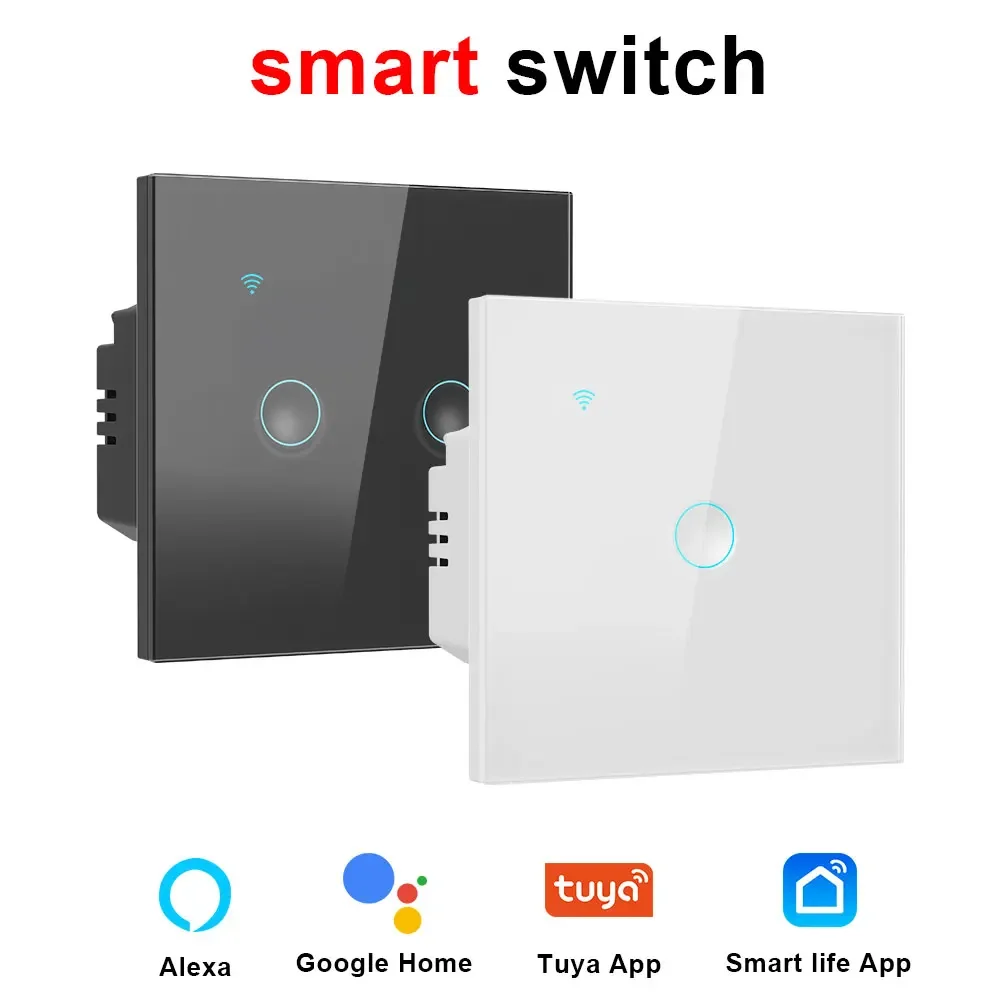 

EU Tuya Touch Switch AC100-240V Led backlight wall Light sensory Switches 1/2/3/4Gang Interruttore Work with Aleax Smart Life