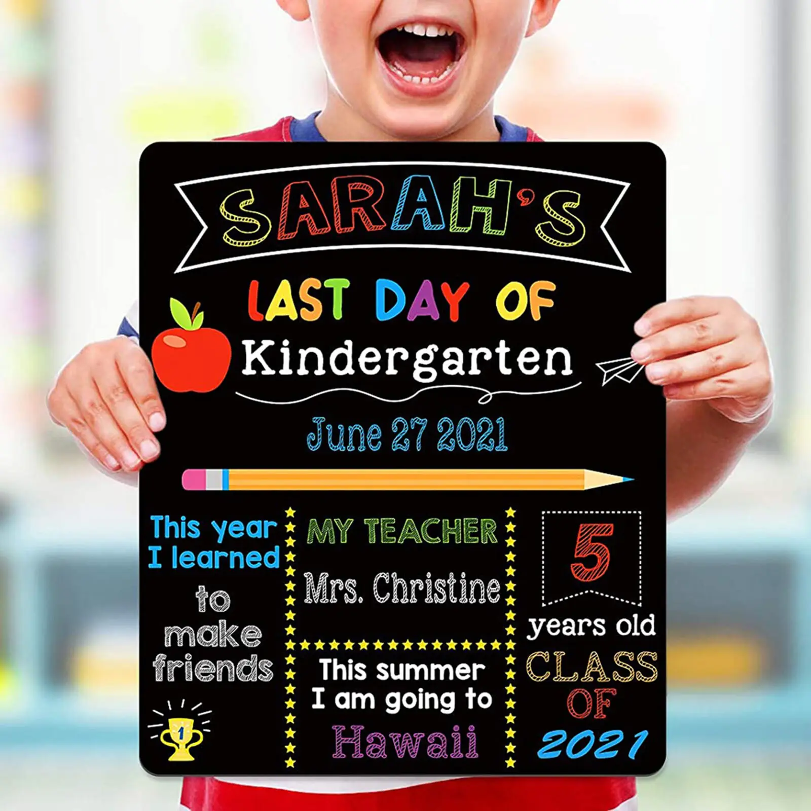 2024 First Day Of School Board Reusable Preschool Kindergarten Chalkboard Double Sided Back To School Board Photo Prop For Kids