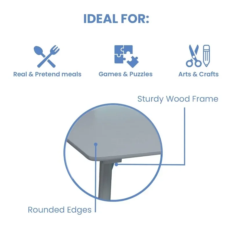 Kinder Tisch und Stuhl Set (4 Stühle inklusive), grau/blau