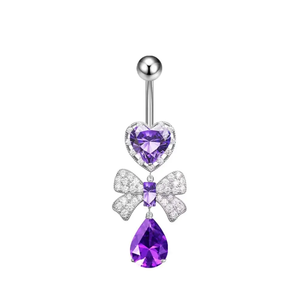 Personalidad de acero inoxidable circón ombligo anillo arco cristal cuerpo Piercing joyería Piercing Punk corazón ombligo anillo regalo