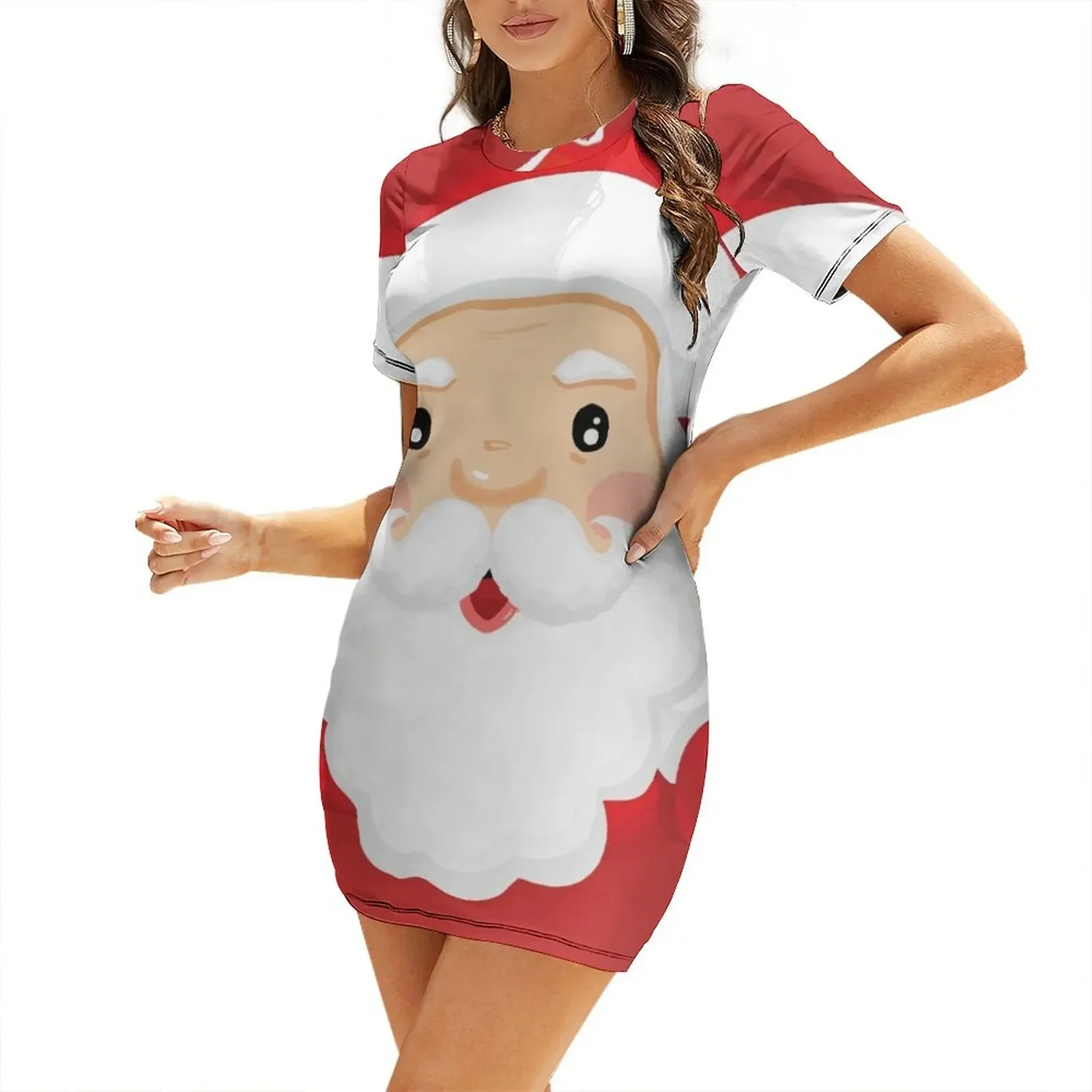 

Santa Claus 2021 Christmas with snowflakes Short Sleeved Dress dresses korean style Women's dress evening dress ladies