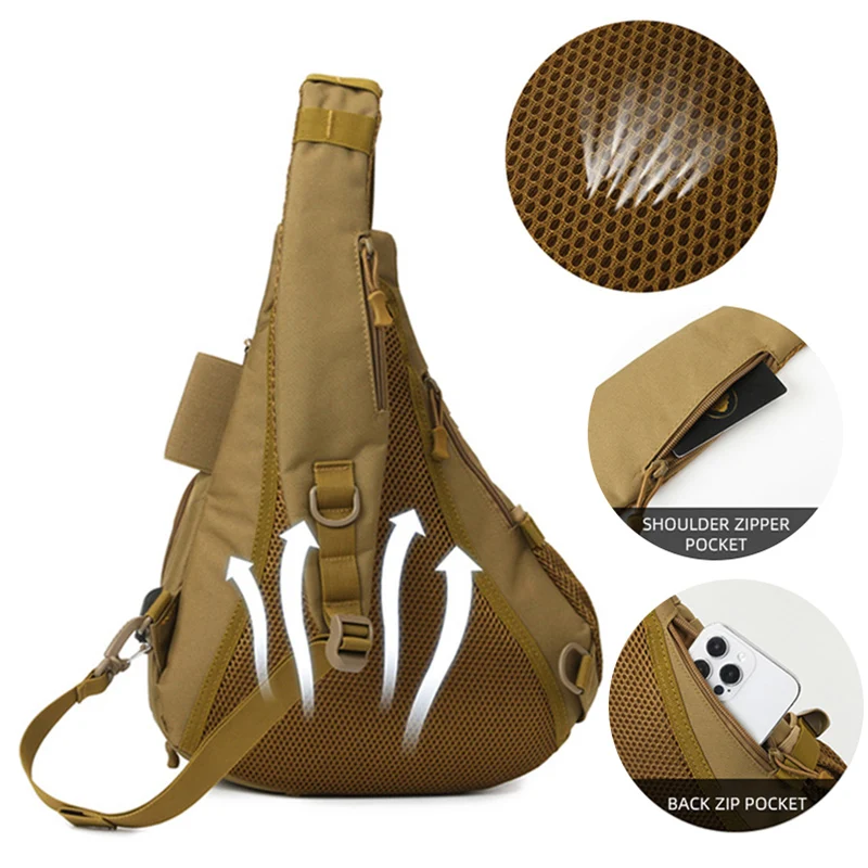 Tactical Chest Bag Outdoor Sports Fishing Lure Bag Men Travel Climbing Camping Camouflage Shoulder Bag Lightweight Portable Bags