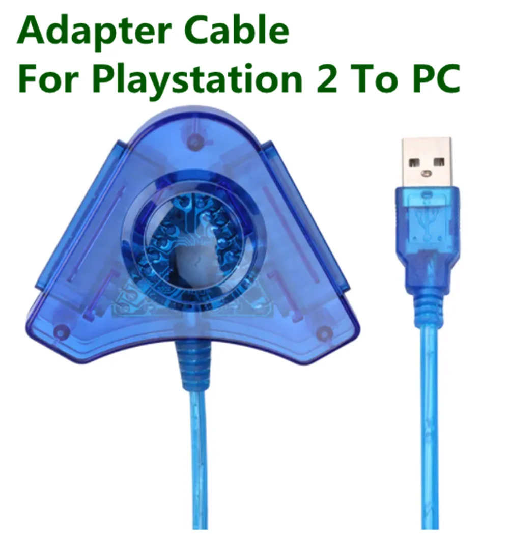 Blue Triangle USB Controller Gamepad Adapter Converter Cable for PlayStation 2 PS1 PS2 Joypad to PC Games Dual Ports