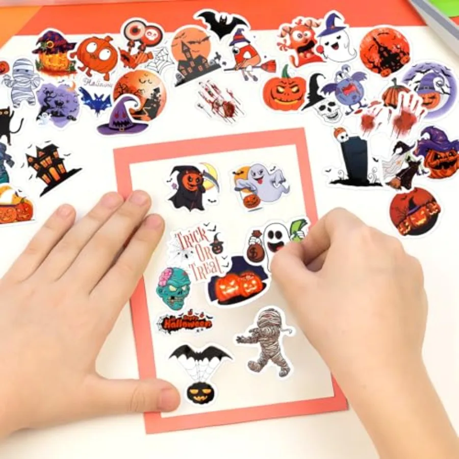 100-200PCS Halloween Ghost Pumpkin Stickers Waterproof Vinyl Bulk Party Favors Decoration Gift for Water Bottles - view 6