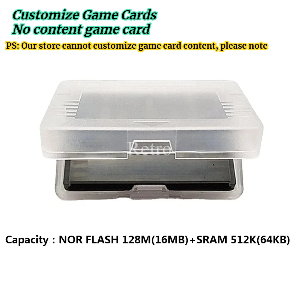 GBA Blanco Geen inhoud Game Card Aangepaste gamekaart Aangepaste Burn Game Inhoud Toepasbaar GBA SP
