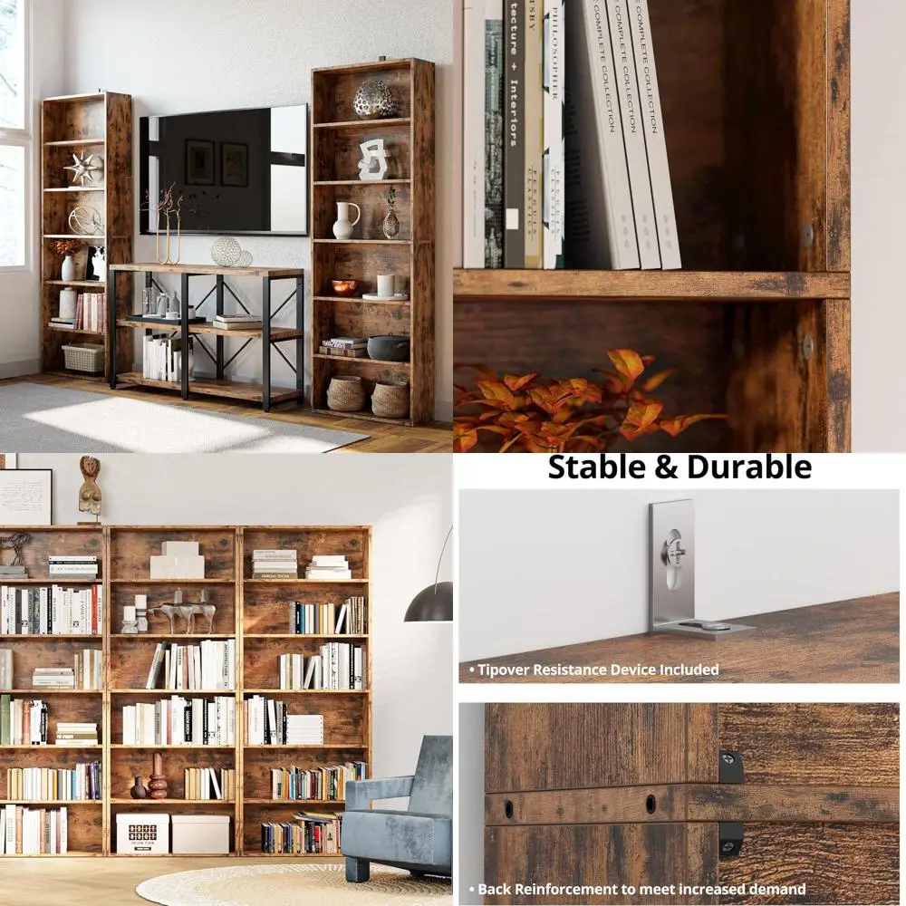 

Vintage Brown 6-Tier Floor Standing Bookshelf, 70 Tall, for Home Office, Living & Bedroom Storage