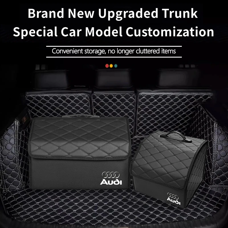 Foldable Leather Car Storage Box Trunk Organizer Bag For Audi A1 A2 A3 A4 A5 A6 A7 A8 Q1 Q2 Q3 Q4 Q5 Q6 Q7 Q8 TT RS3 S5 B8 C6 B9