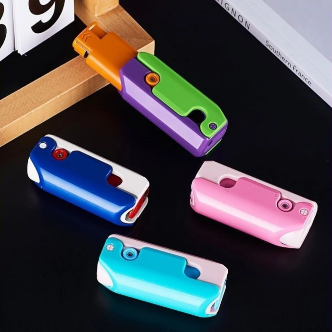 Creative Folding Lighter Windproof Blue Flame Gas Butane Inflatable Lighter Smoking Accessories Cigar Gadgets Couple Lighter