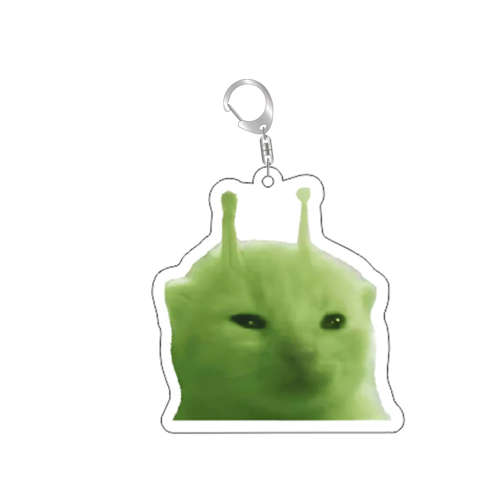 Zip Zap Alien Cat Funny Meme Keychain  Green Alien Cute Cats Key Ring Game Accessories  Bags Backpack Pendant Prop Jewelry Gift