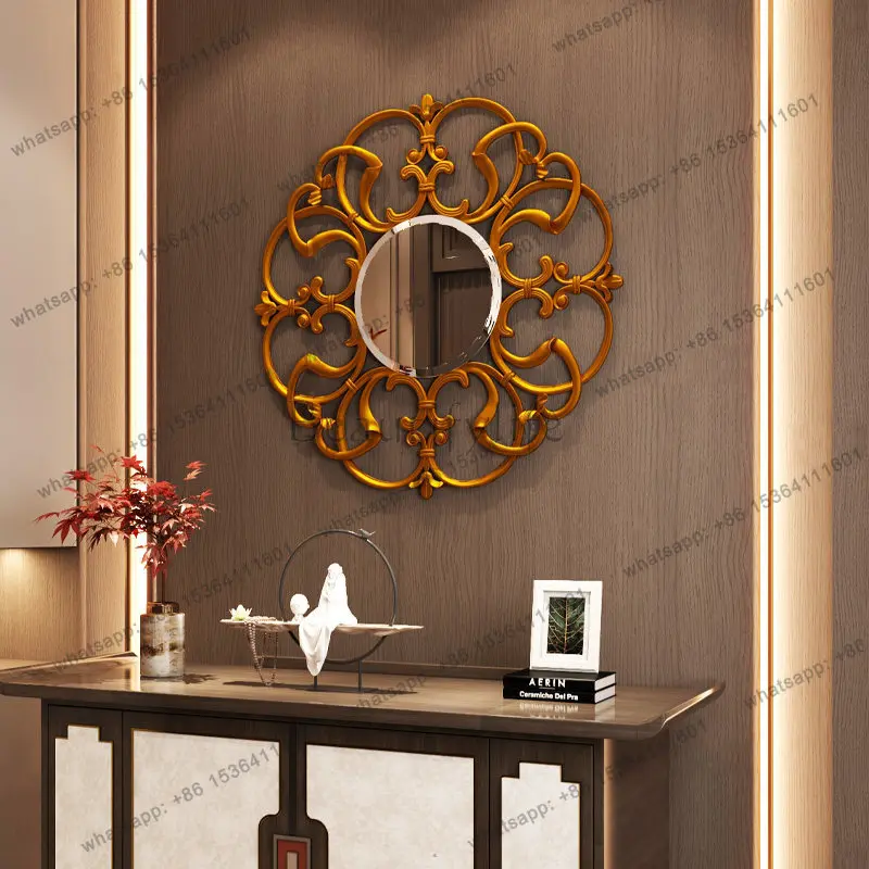 YJ Modern simple wall selfie clothing with clock in square living room home decoration mirror