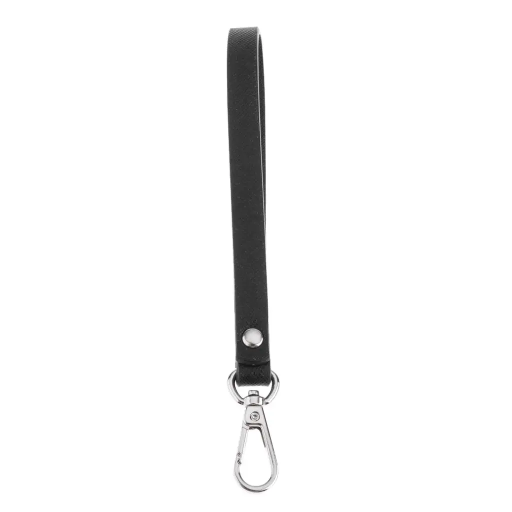 PU Leather Black Purse Wristlet Strap Replacement for Clutch Camera Keys Detachable Secure Anti Slip Loop