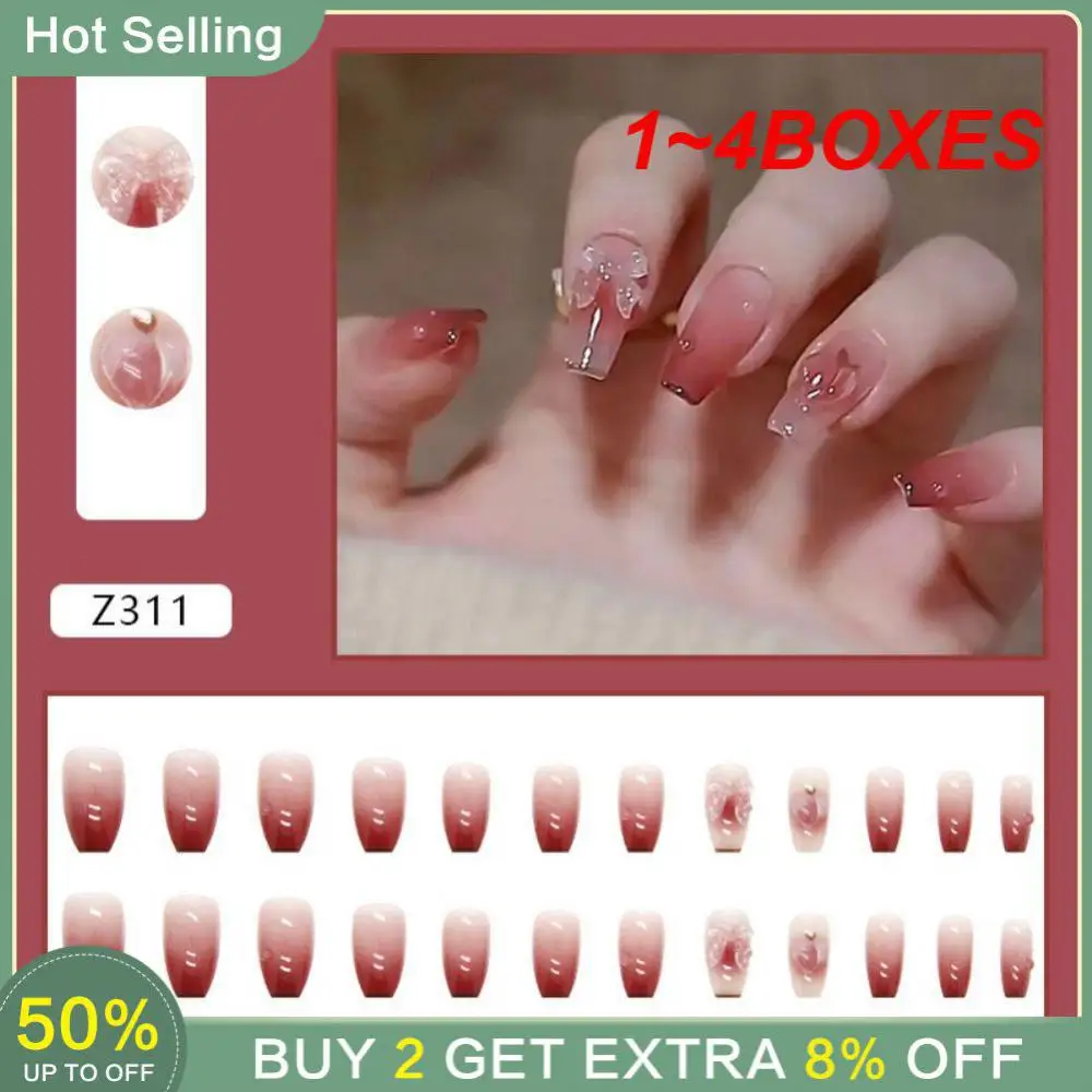 1~4BOXES Ballet Nails Long-lasting Convenient Affordable Fashion Nail Stickers Fashion Trends Celebrity-inspired Fake Nails