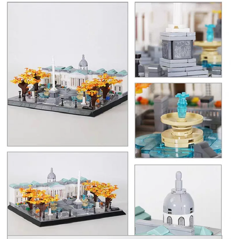 Caixa original famosa arquitetura trafalgar quadrado-londres, inglaterra cidade modelo blocos de construção tijolos presentes de natal