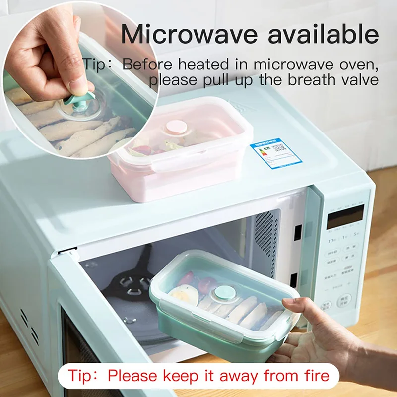 

3Pcs Collapsible Silicone Food Container Portable Bento Lunch Box Microware Home Kitchen Outdoor Food Storage Containers Box