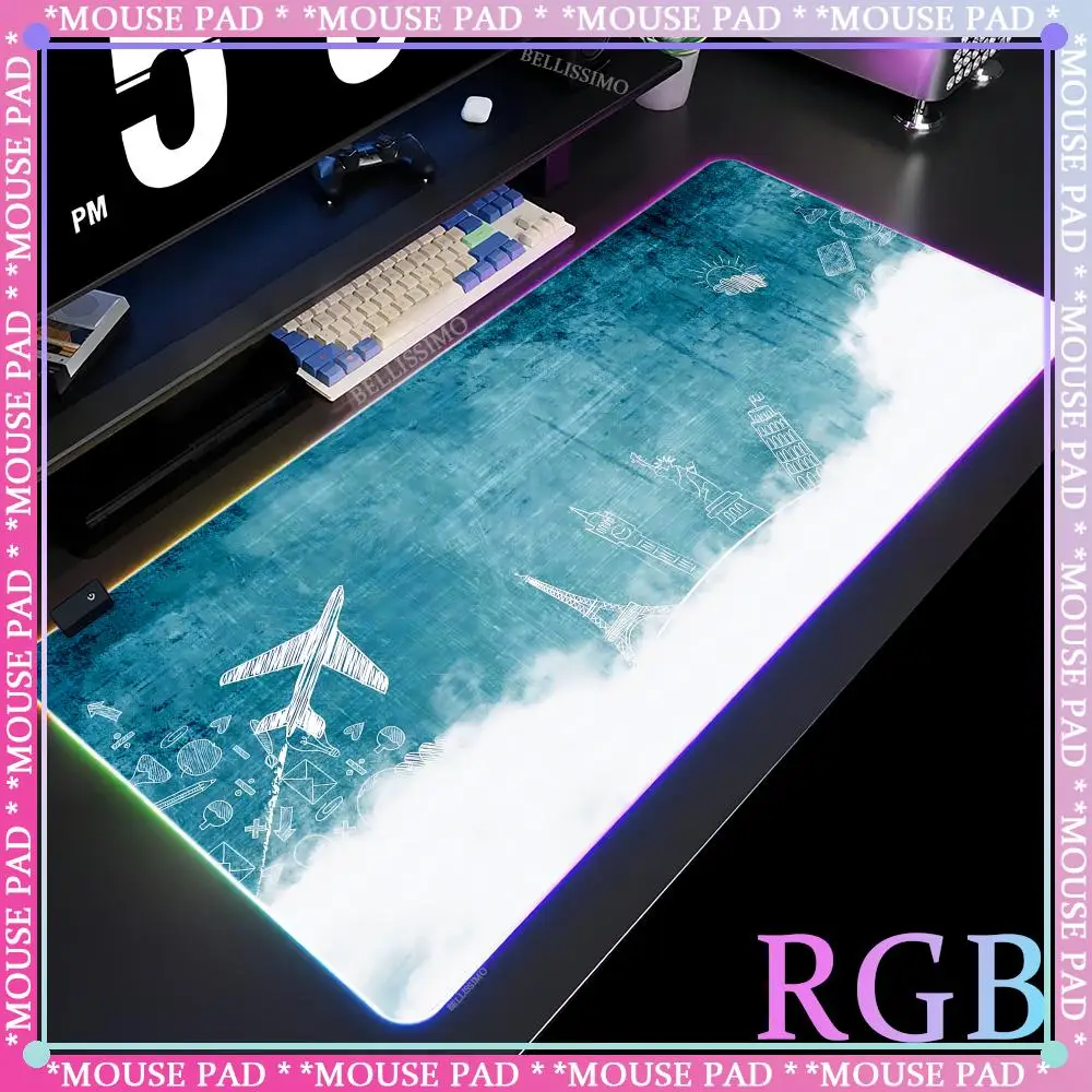 RGB mechanical drawing HD mousepad game accessories LED game keyboard pad large table mat rubber non-slip luminous XXL mouse pad