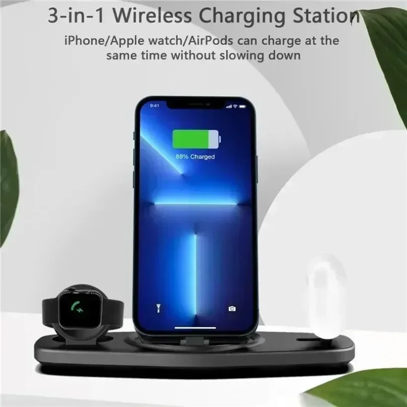 3-in-1 Schnell-Ladestation Faltbares Kabelloses Ladegerät Ständer Dock Handyhalter für iPhone 17-12 Apple Watch AirPods – Detail 28