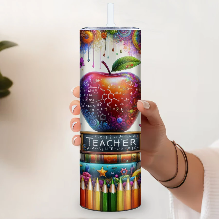 1Pc Coffee Cups Straw & Lid Large Capacity Straight Insulated Water Bottle Party Halloween Decors water Mugs Festive Party Suppl