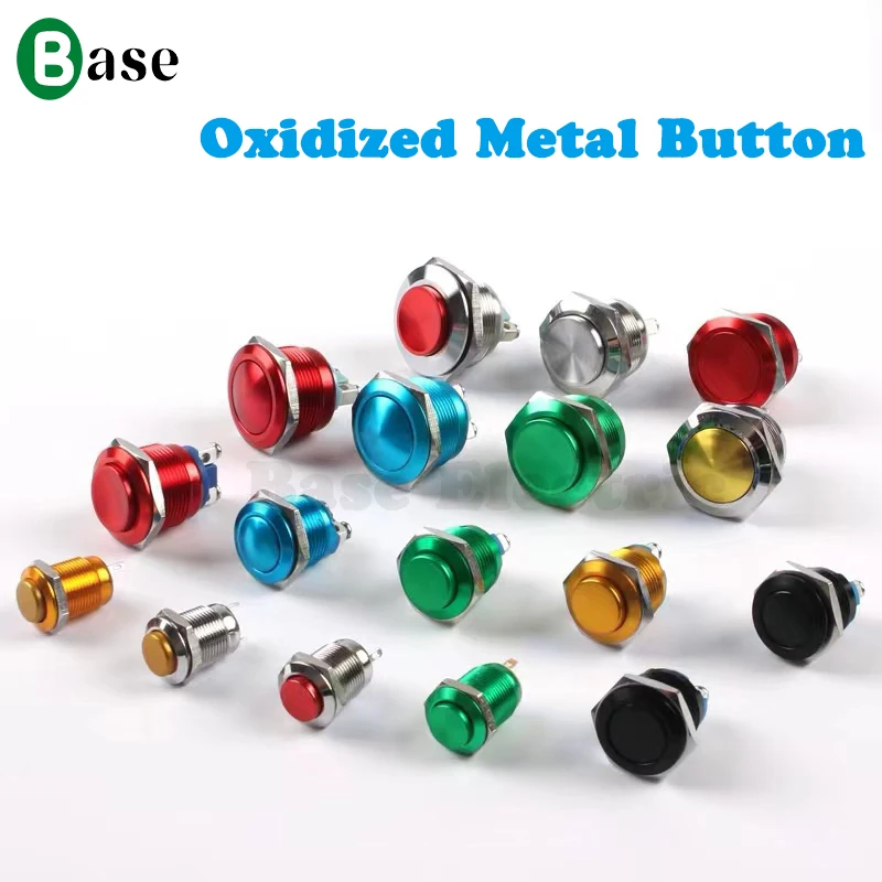 Interruttore a pulsante in metallo color ossidato da 12 mm, ripristino automatico, pulsante di avvio impermeabile, ossido di alluminio